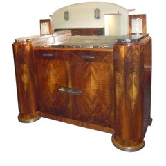 Original French Art Deco Buffet side piece with built in sconces