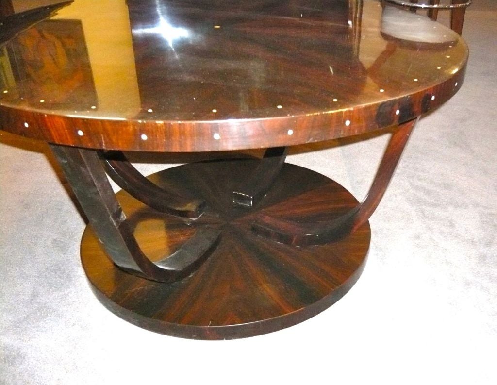 Art Deco Custom Ruhlmann Style Round Coffee Table