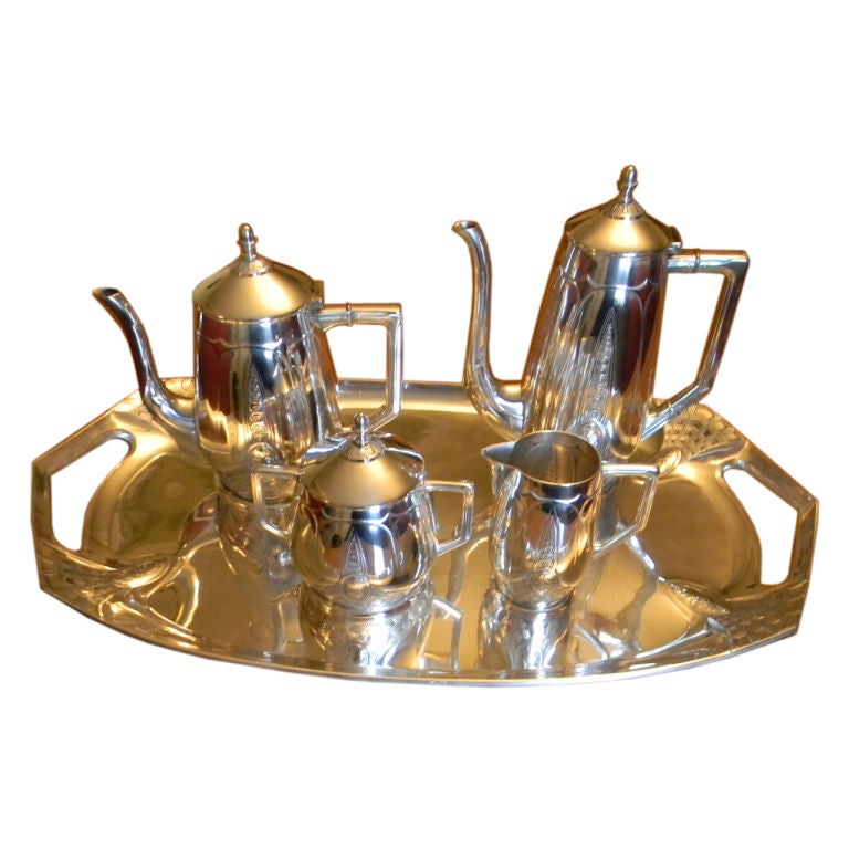 Spectacular German WMF Silverplate Art Nouveau Tea Coffee suite