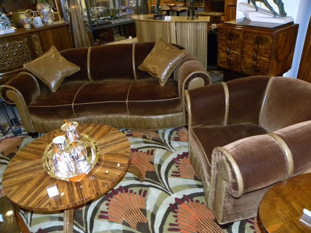Glamorous Art Deco Sofa and Chair Suite In Excellent Condition In Oakland, CA