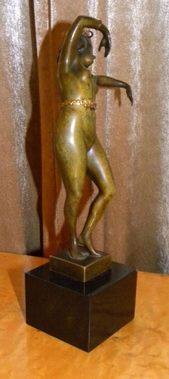 Art Deco Wonderful French Bronze if Female Dancer by S. Bauer, circa 1910s For Sale