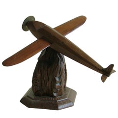 Historic Vintage Wooden Model Art Deco Style Airplane