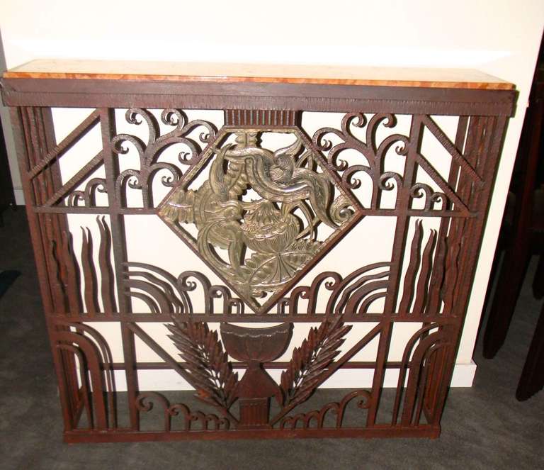 Presented here is a wonderful iron console in the great French tradition, also known as 