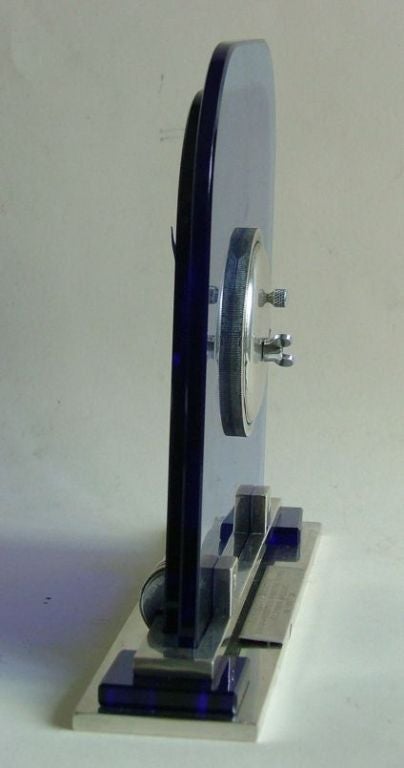 Mid-20th Century Outstanding Art Deco Blue Glass Jaeger-LeCoultre Clock