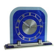 Outstanding Art Deco Blue Glass Jaeger-LeCoultre Clock