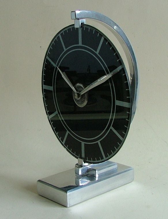 French Stunning Art Deco Streamline Modernist Clock