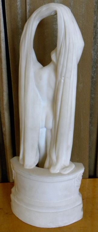 20th Century Original Carved White Venus Marble Statue by French Artist Marius Sain For Sale