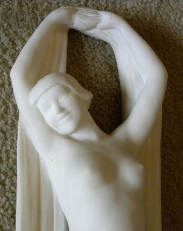 Original Carved White Venus Marble Statue by French Artist Marius Sain For Sale 2