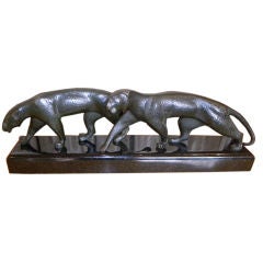 French Bronze Art Deco pair of hunting prowlers - Michael Decoux