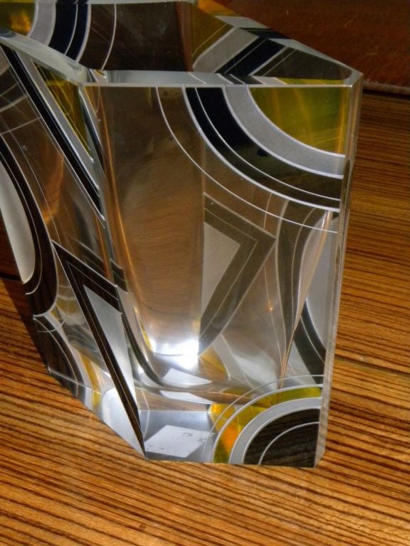 Crystal Modernist two-tone Czech enamel Glass Vase