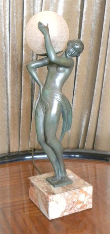 Original French  Art Deco Statue by Fayral  "Le Faguay" light