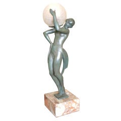 Original français  Statue Art Déco de Fayral  Lampe « Le Faguay »