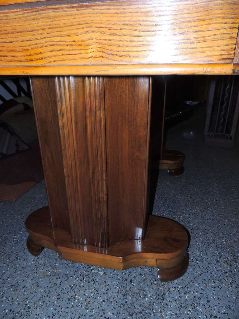 Newly Restored Art Deco Oak Desk Library Table In Excellent Condition In Oakland, CA