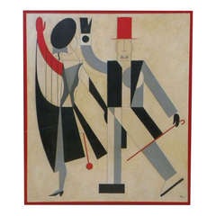 Kubistisches Original-Art-Déco-Gemälde „Das Paar“ von Vilheim Lundstrom