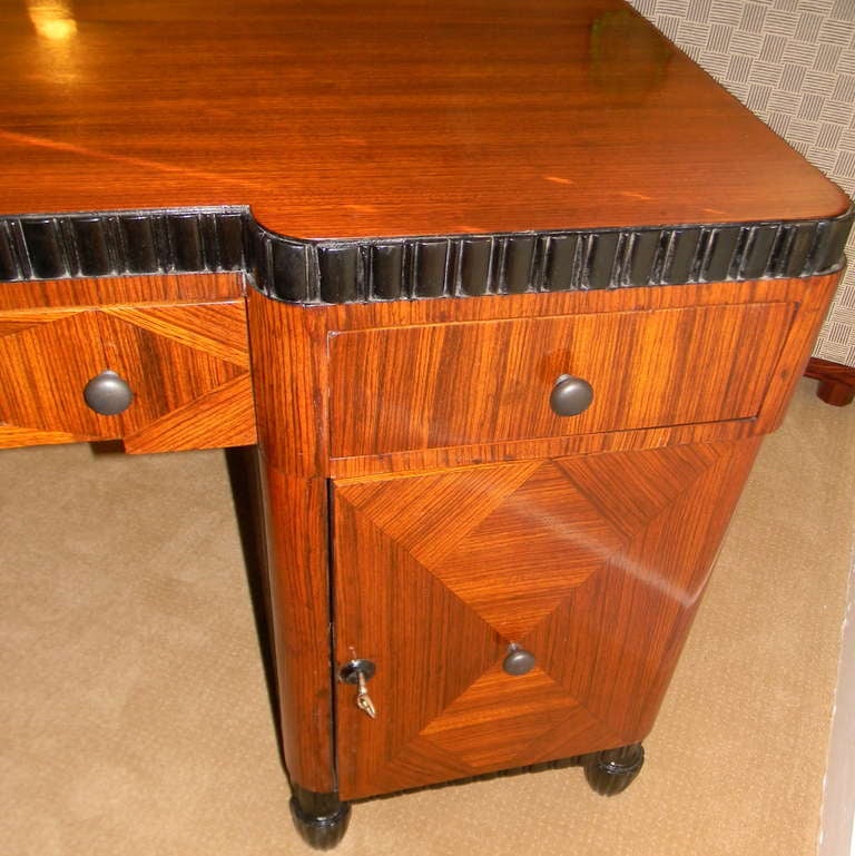 Art Deco Desk Zebra Wood Inlay 1