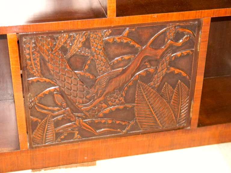 African Carved Exotic Art Deco Bar Storage 3