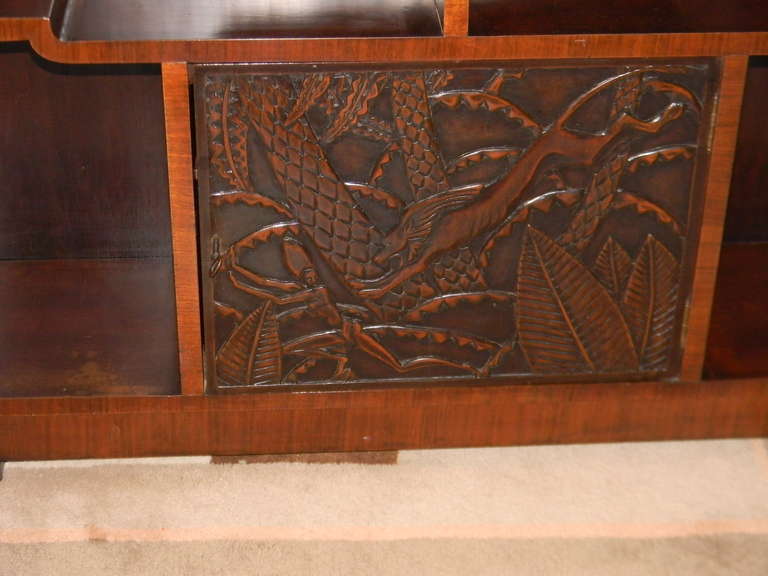 African Carved Exotic Art Deco Bar Storage In Excellent Condition In Oakland, CA