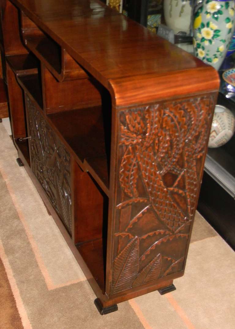 African Carved Exotic Art Deco Bar Storage 2