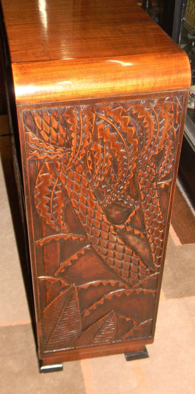 African Carved Exotic Art Deco Bar Storage 1