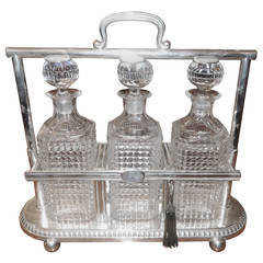 Crystal and Silver Art Deco Three-Piece Tantalus