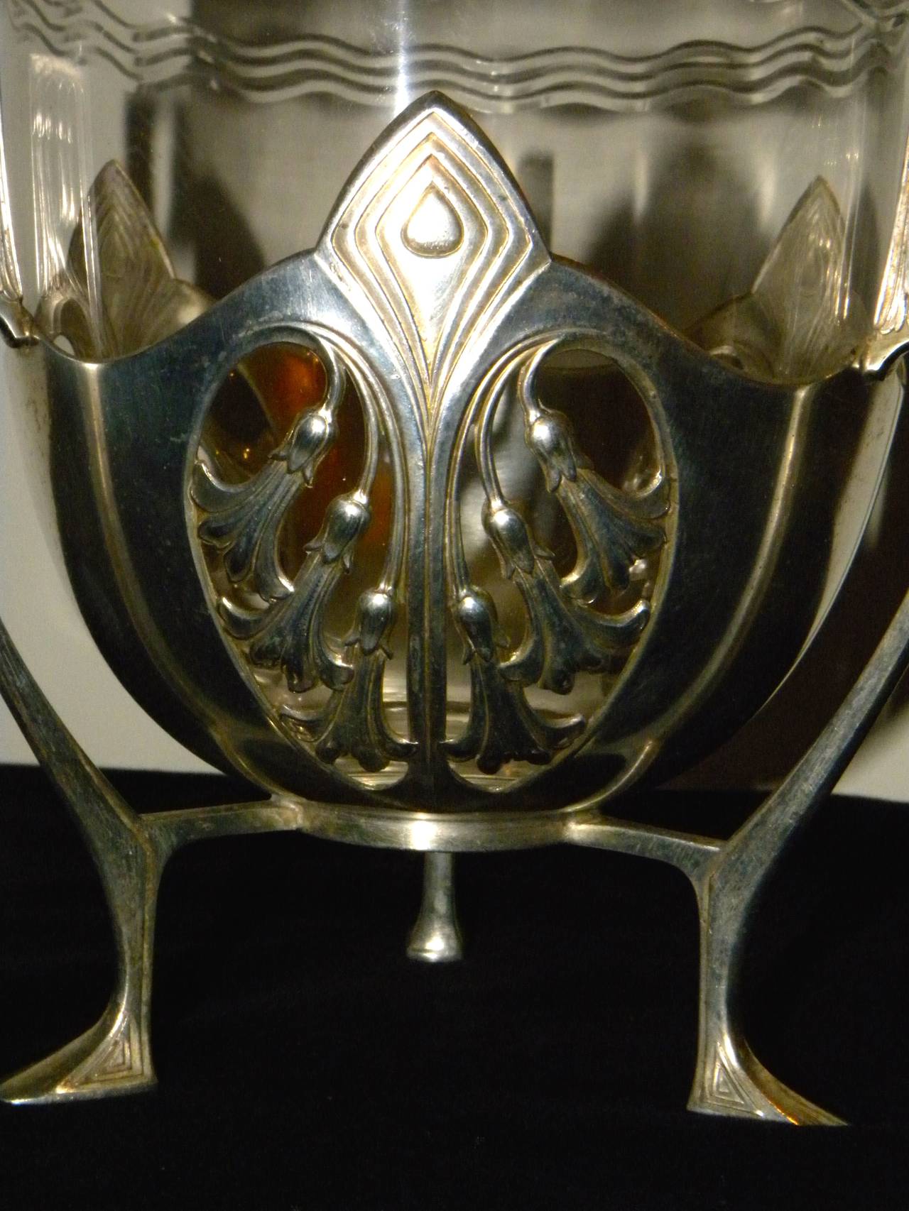 Early 20th Century Art Nouveau Silver Topped Glass Urn