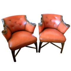 Vintage Wonderful Original Art Deco leather side chairs