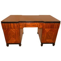 Vintage Art Deco Desk Zebra Wood Inlay
