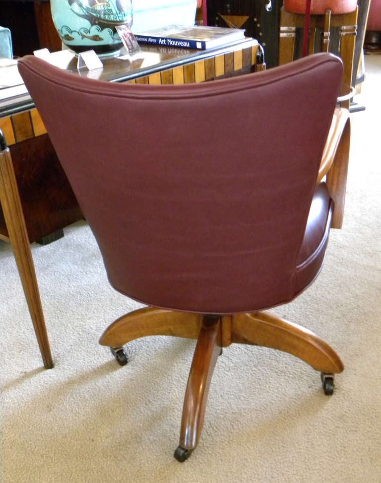 Mid-20th Century Original Art Deco European Wood Frame Office Chair