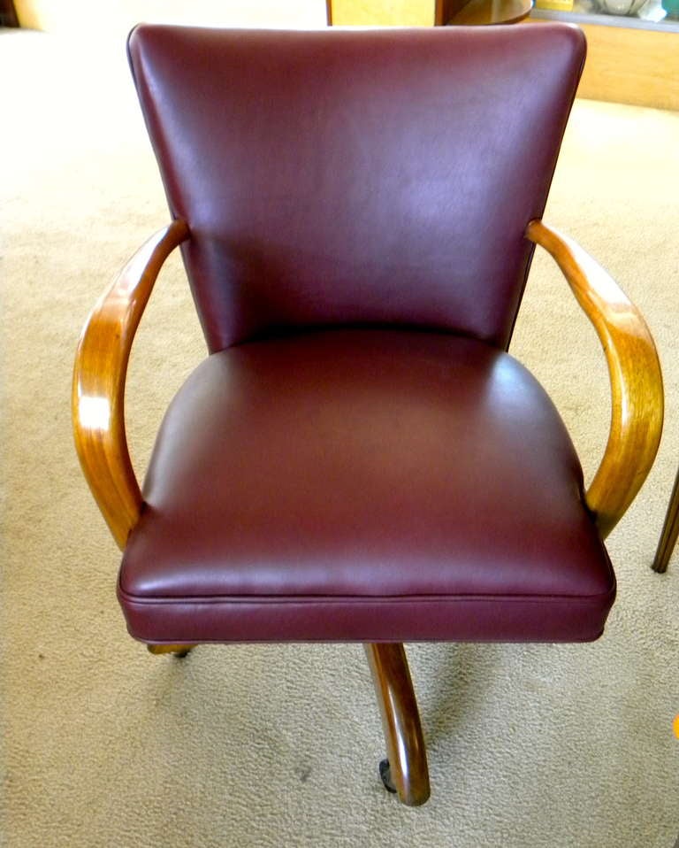 Original Art Deco European Wood Frame Office Chair In Excellent Condition In Oakland, CA