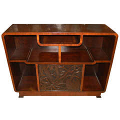 African Carved Exotic Art Deco Bar Storage