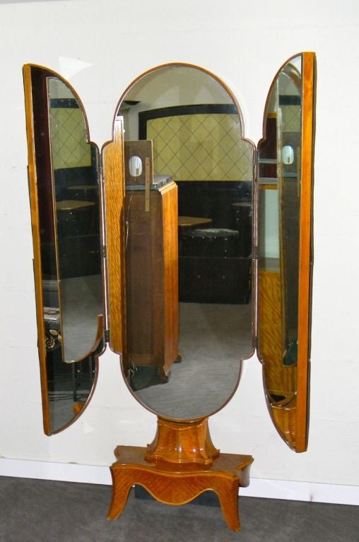 Unusual Tri Fold Stand Up Antique, Vintage Tri Fold Vanity Mirror
