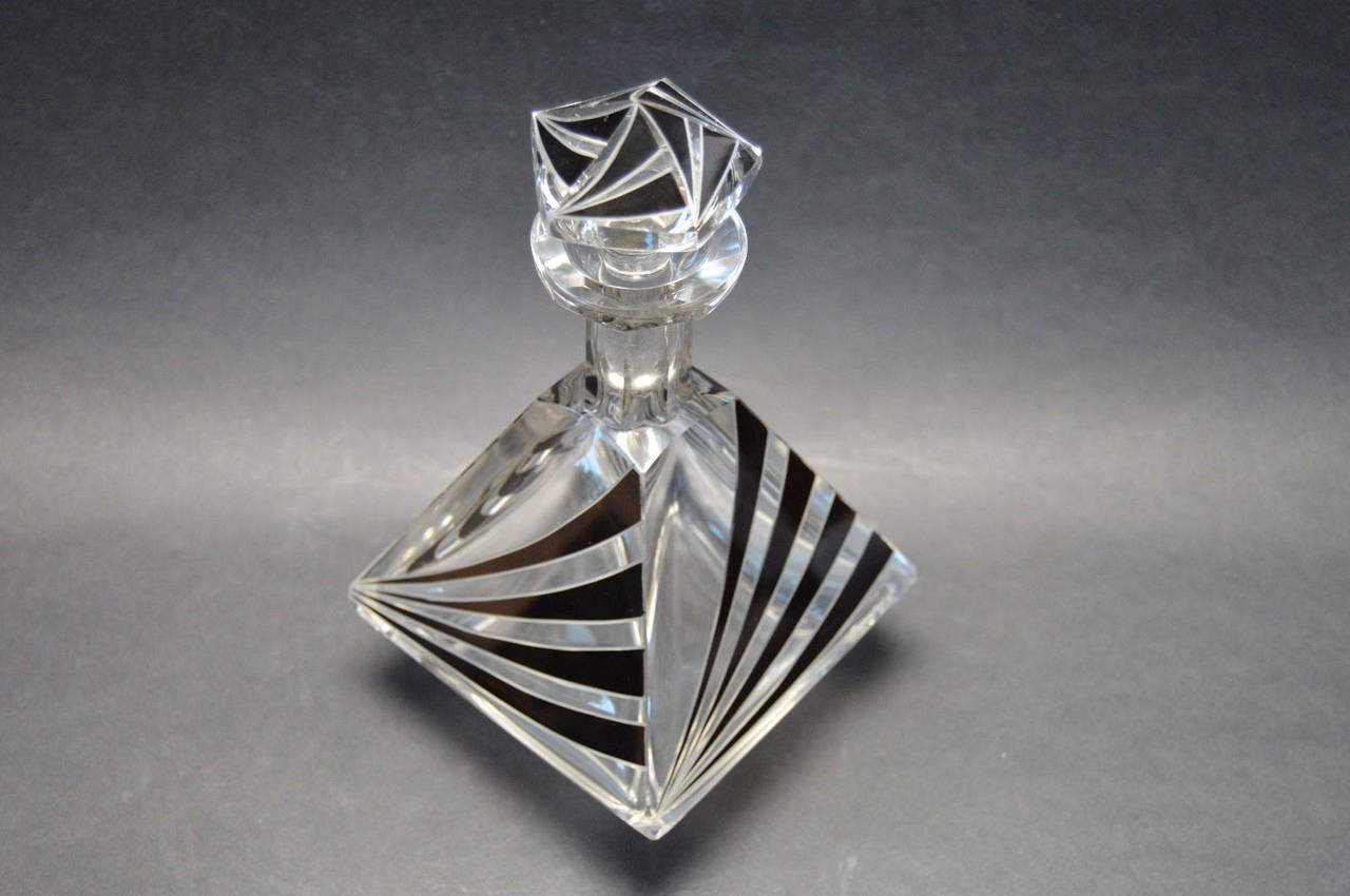 Mid-20th Century Modernist Art Deco Decanter Bottle with Six Glasses Designed by Karl Palda