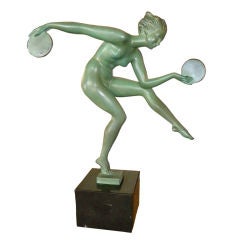 Art Deco sculpture by Derenne, the Disk Dancer, a  LeVerrier edi