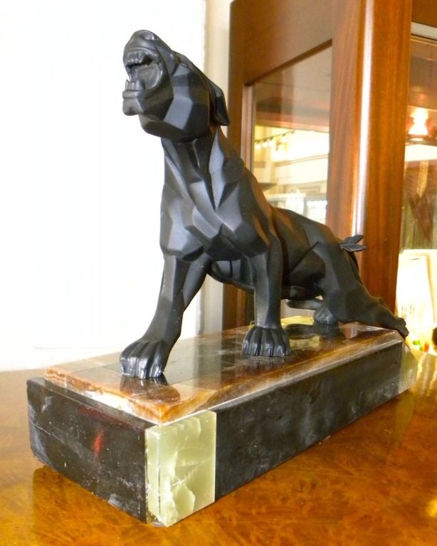 French Notari Art Deco Cubist Panther sculpture