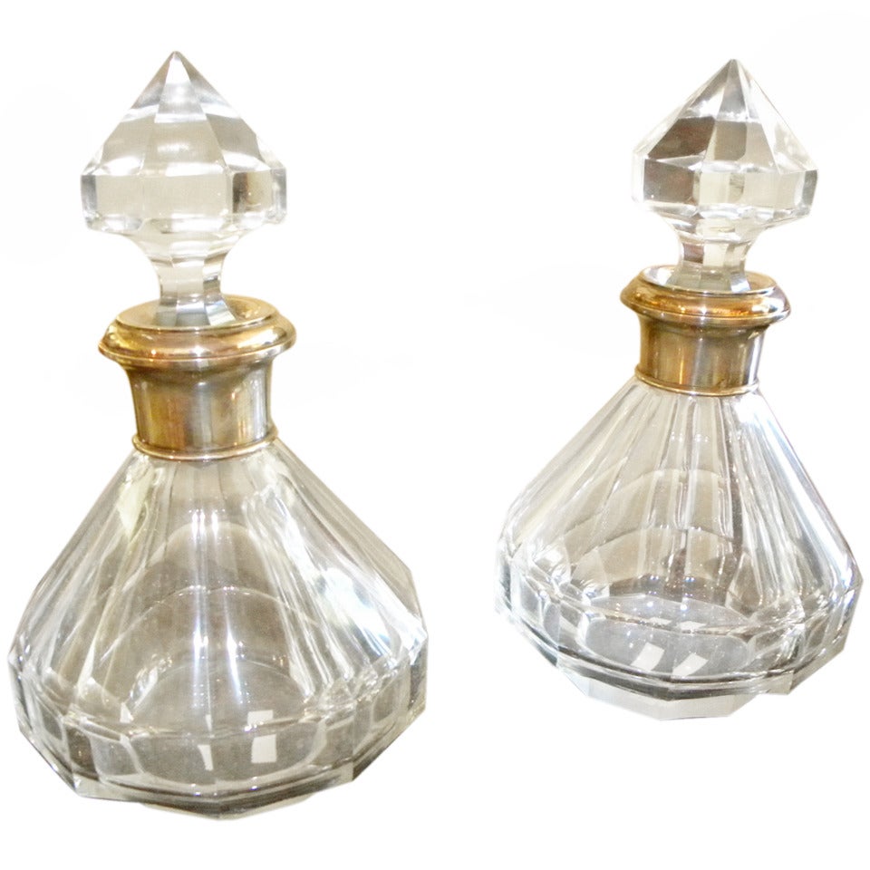 Matching Pair of European Crystal Decanters