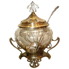 Art Nouveau WMF Silver and Glass Punch Bowl