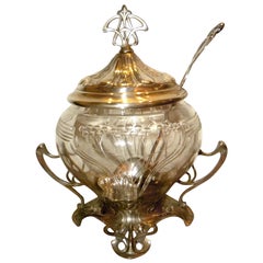 Antique Art Nouveau WMF Silver and Glass Punch Bowl