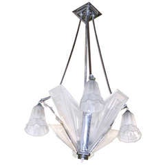 French Modernist Art Deco Chandelier Degue