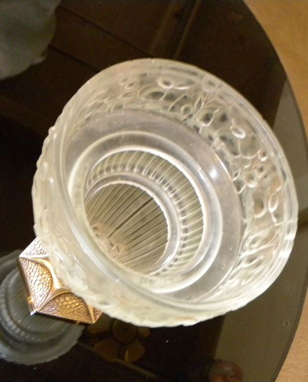 Wonderful French Art Deco Leleu glass vase on metal base.