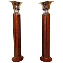 Spectacular Art Deco Floor Lamps/Torchiers Two-Tone Wood 5