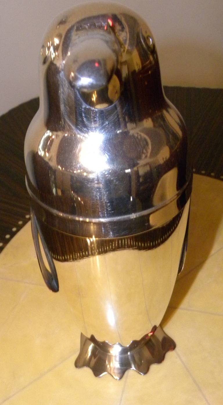 Art Deco Napier Silver Plated Penguin Cocktail Shaker, 1936