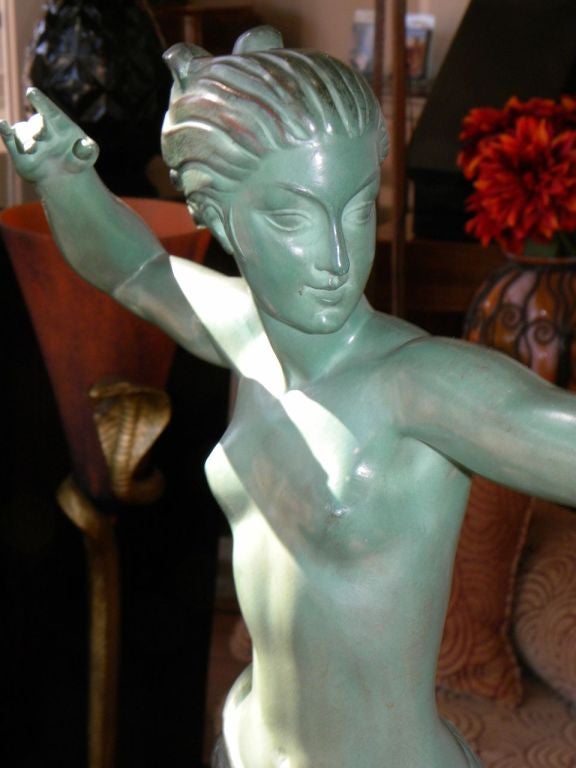 Art Deco Diana Huntress and Leaping Antelope In Excellent Condition In Oakland, CA