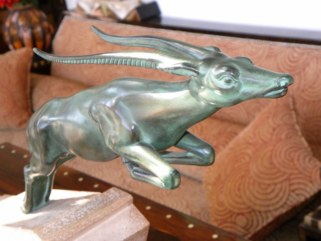 Mid-20th Century Art Deco Diana Huntress and Leaping Antelope