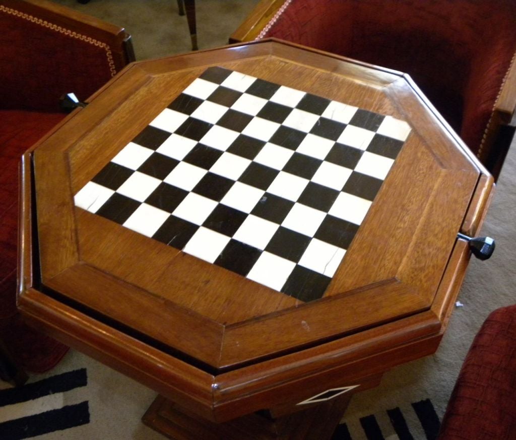 Mid-20th Century Original Art Deco Game table Chess Checkers Backgammon
