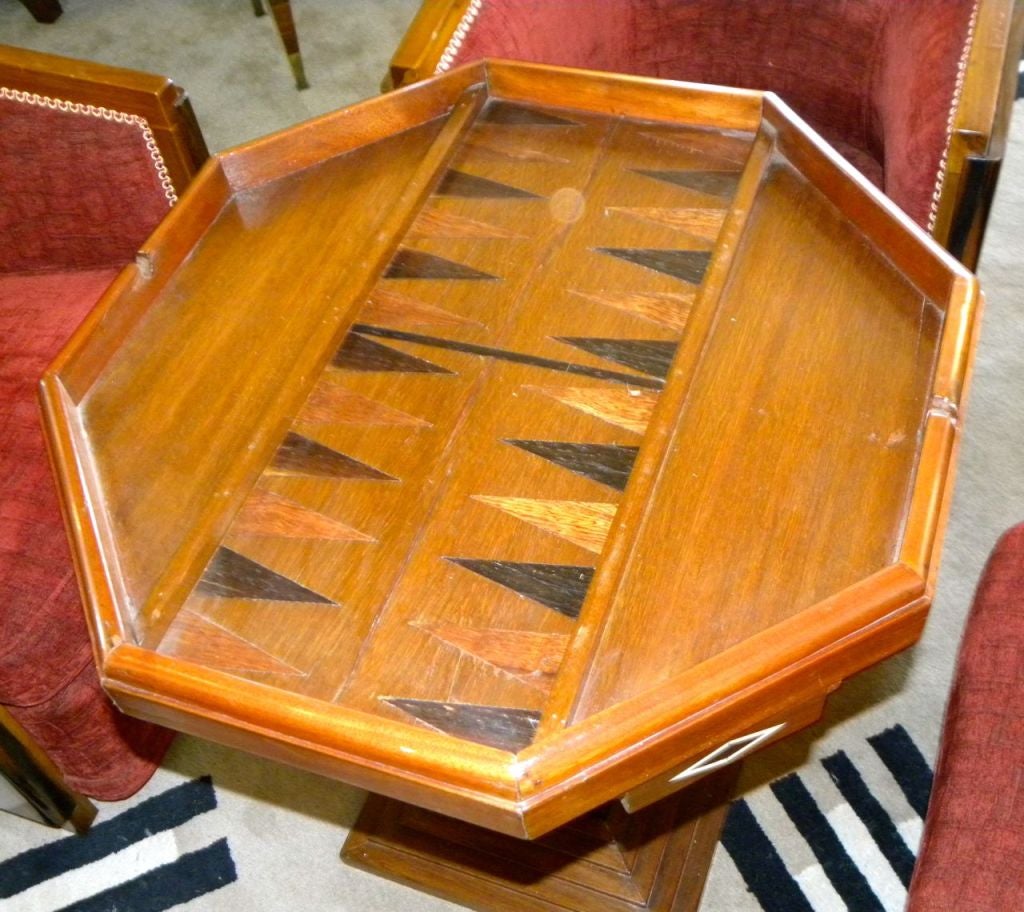 Wood Original Art Deco Game table Chess Checkers Backgammon