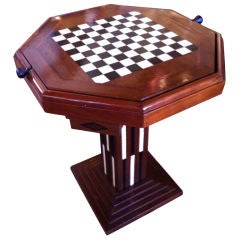 Table de jeu originale Art Déco Échecs Dames Backgammon