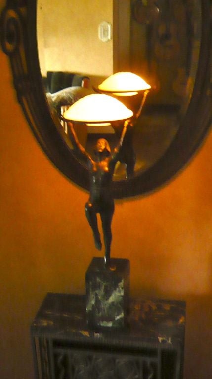 Outstanding Original French Art Deco statue light  Max LeVerrier 5