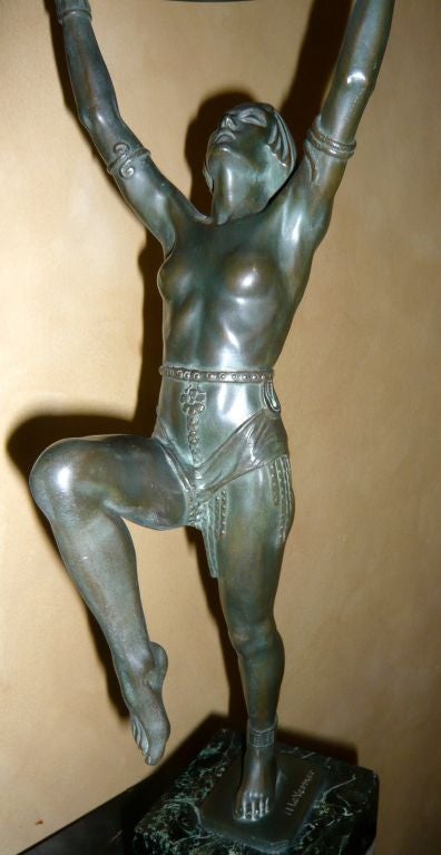 Outstanding Original French Art Deco statue light  Max LeVerrier In Excellent Condition In Oakland, CA