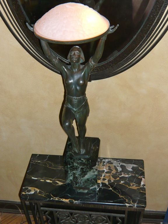 Outstanding Original French Art Deco statue light  Max LeVerrier 4