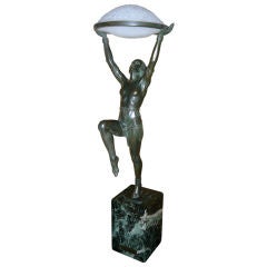 Hervorragende Original französische Art Deco Statue Licht  Max LeVerrier